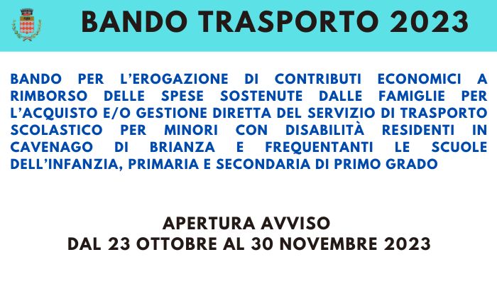 Immagine BANDO TRASPORTO MINORI CON DISABILITA' 2023