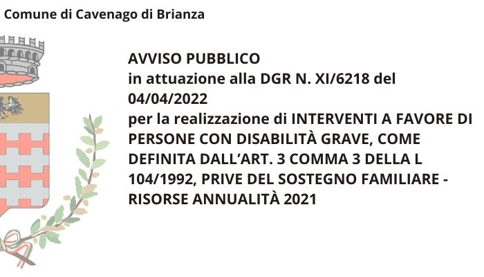 Immagine DOPO DI NOI - AVVISO PUBBLICO 