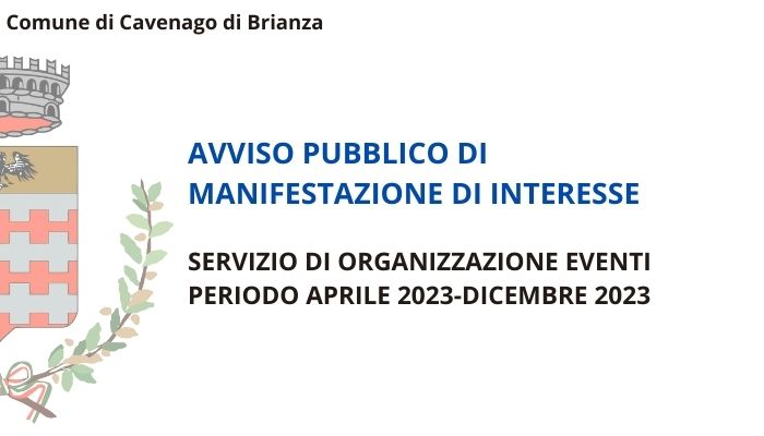 Immagine Avviso di manifestazione di interesse: servizio di organizzazione eventi periodo aprile 2023-dicembre 2023
