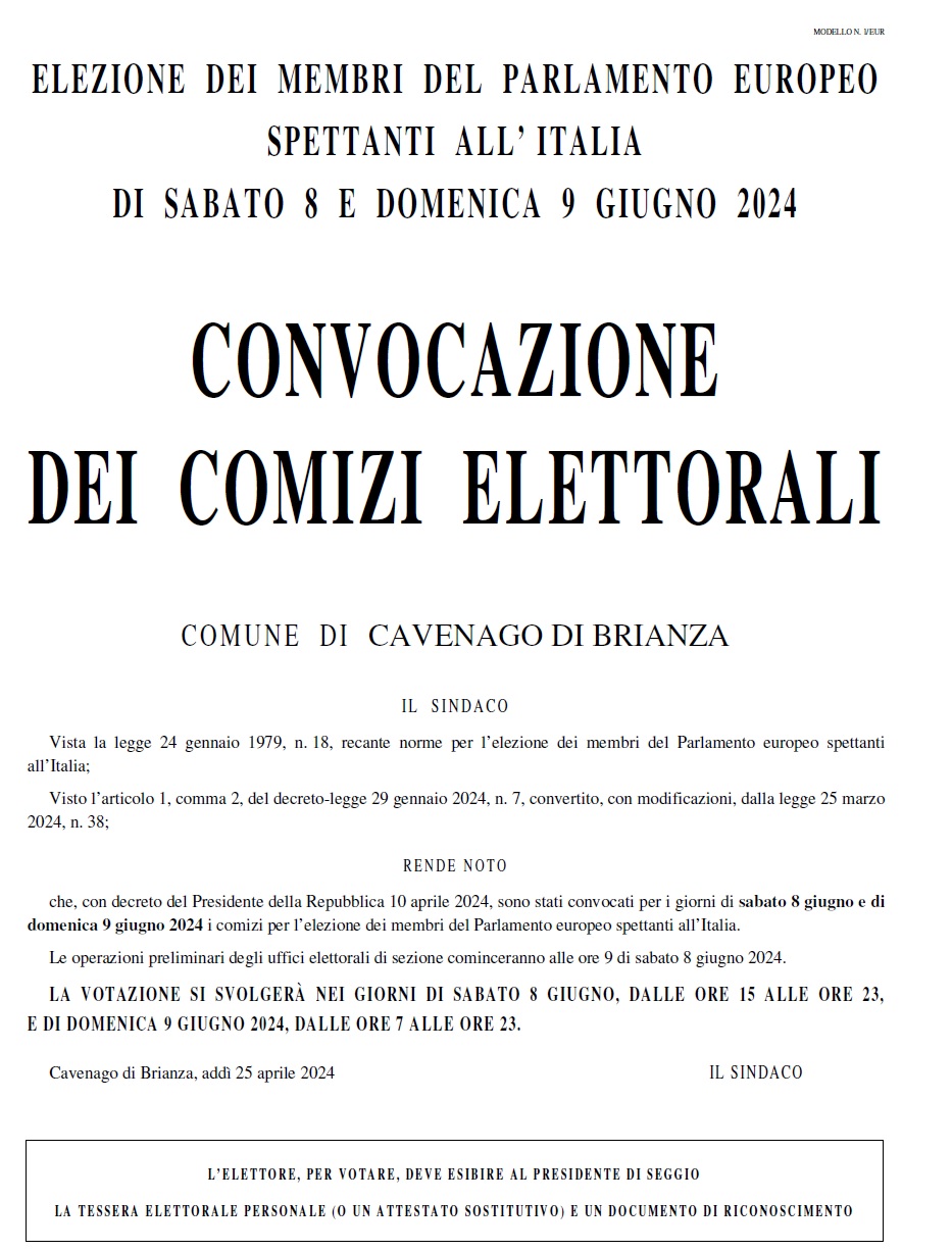 ELEZIONE DEI MEMBRI DEL PARLAMENTO EUROPEO SPETTANTI ALL'ITALIA